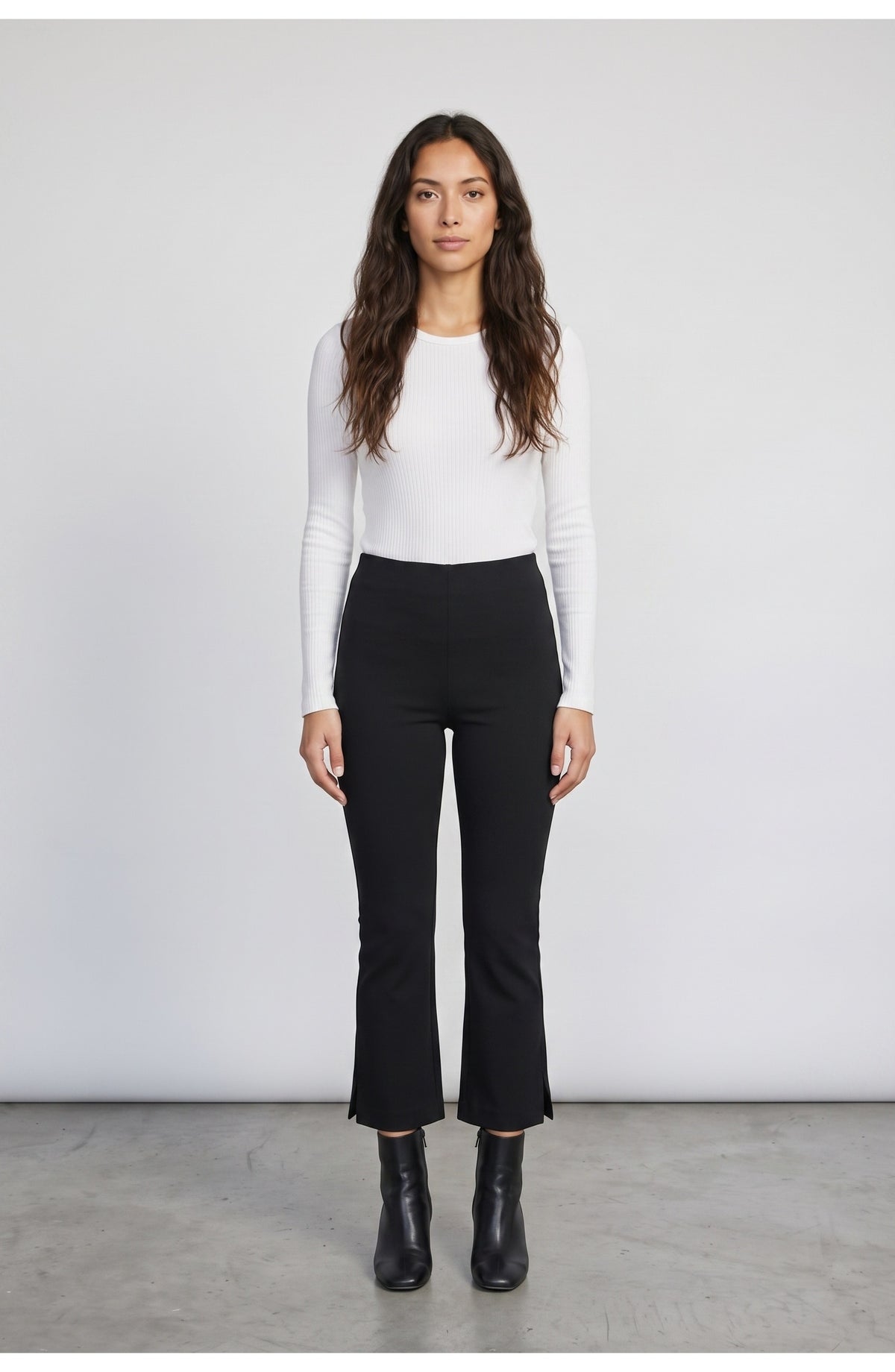 Women's Kick Flare Pants in Black, front view