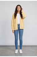 Women's Chunky Cardigan in Butter Yellow, front view