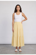 Women's Tiered Maxi Skirt in Butter Yellow, front view