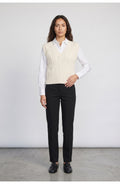 Women's Cable Knit Vest in Cream, front view