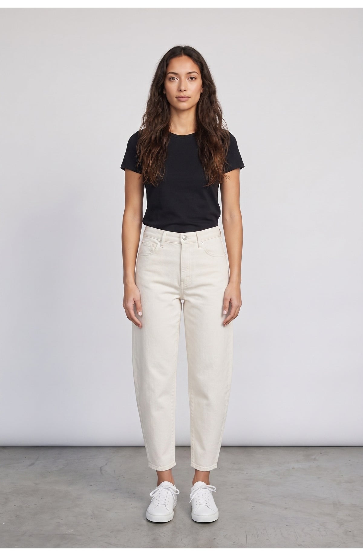Women's Barrel Leg Jeans in Ecru, front view