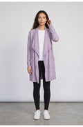 Women's Longline Cardigan in Heather Lilac, front view