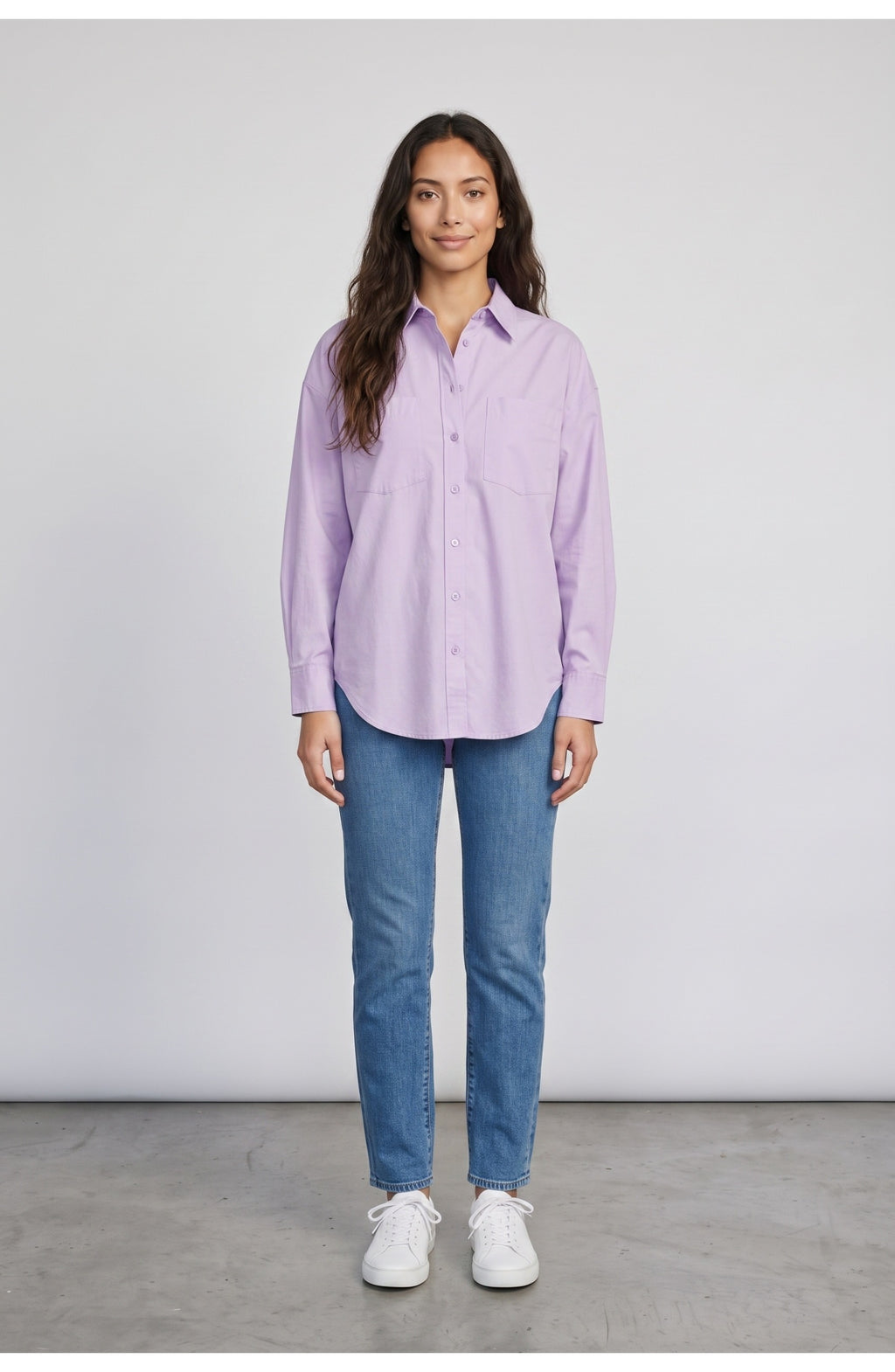 Women's Oversized Shirt in Lavender, front view