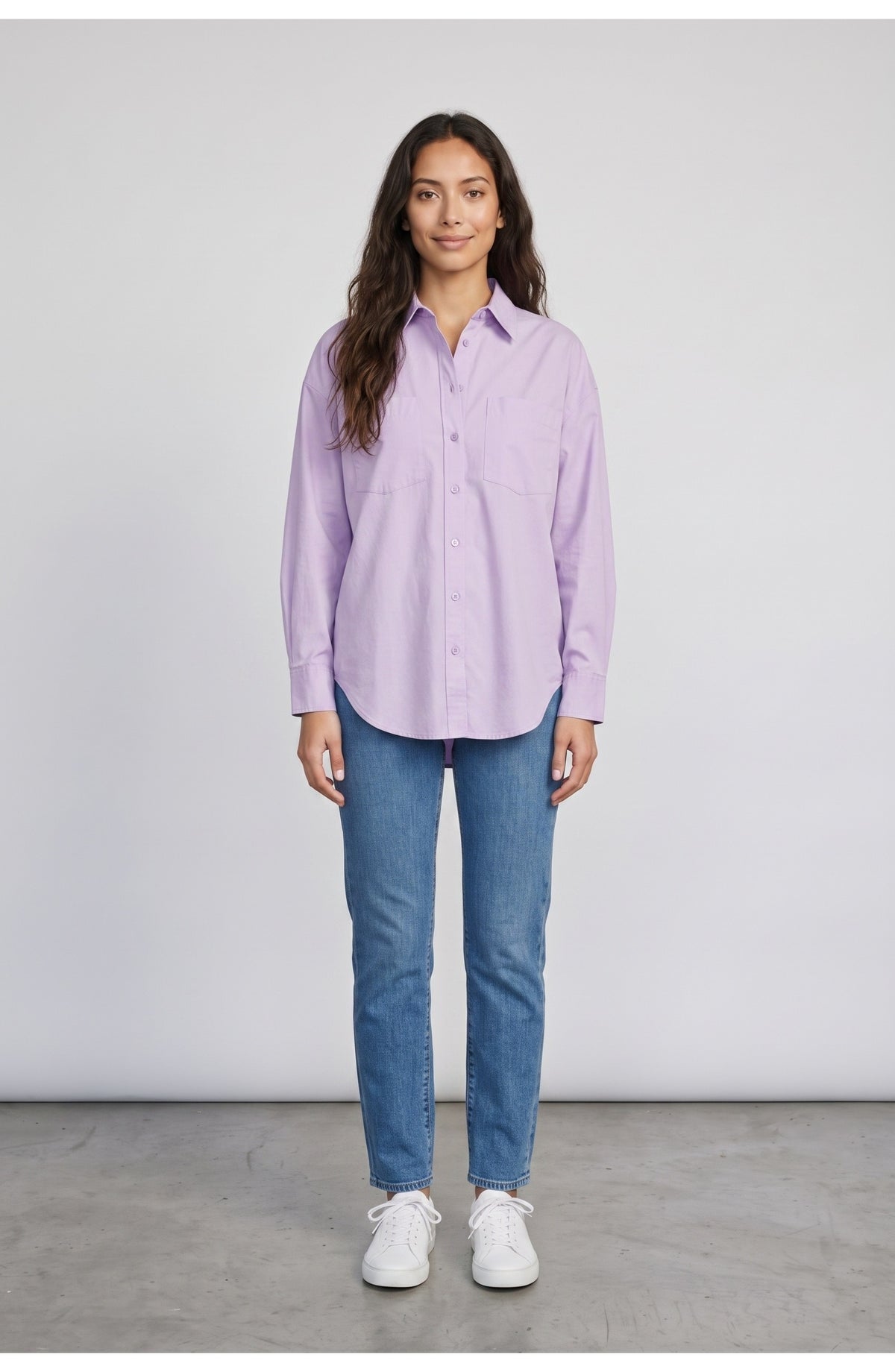 Women's Oversized Shirt in Lavender, front view