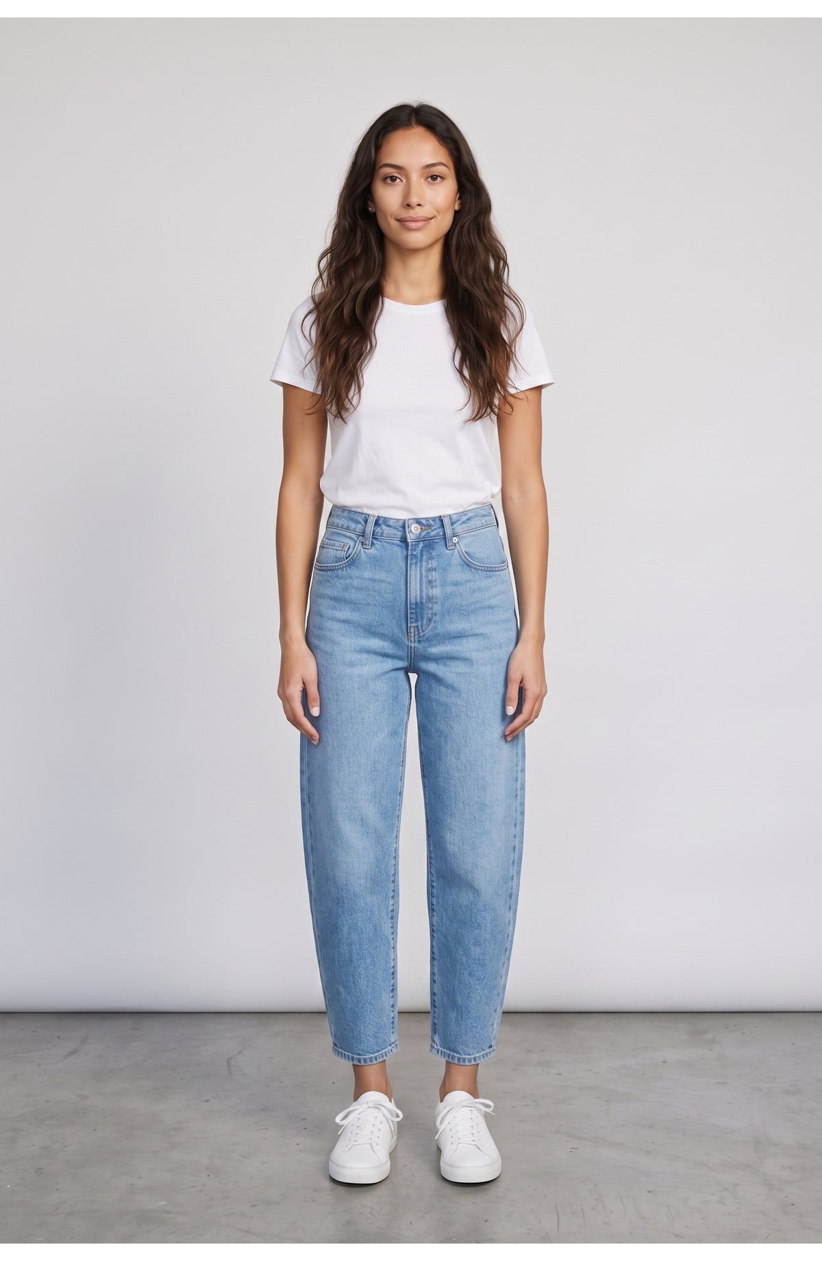 Women's Barrel Leg Jeans in Light Blue, front view