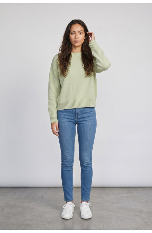 Women's Crew Neck Sweater in Pistachio, front view