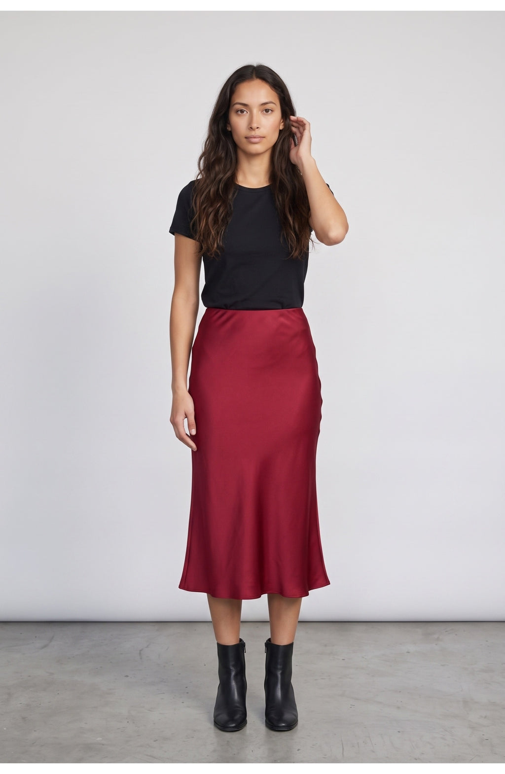 Women's Slip Skirt in Ruby Red, front view