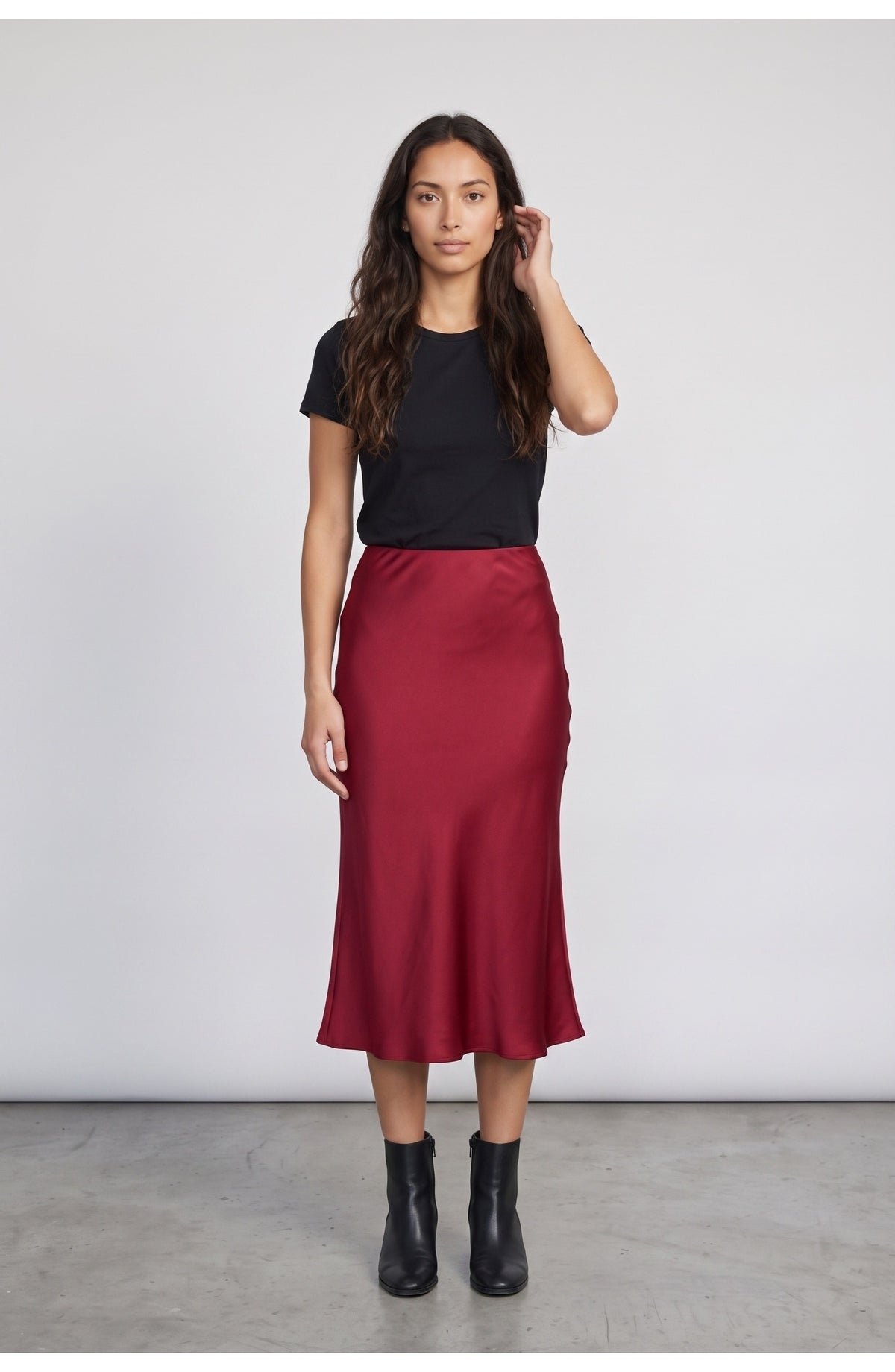Women's Slip Skirt in Ruby Red, front view