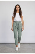 Women's Paperbag Pants in Sage Green, front view