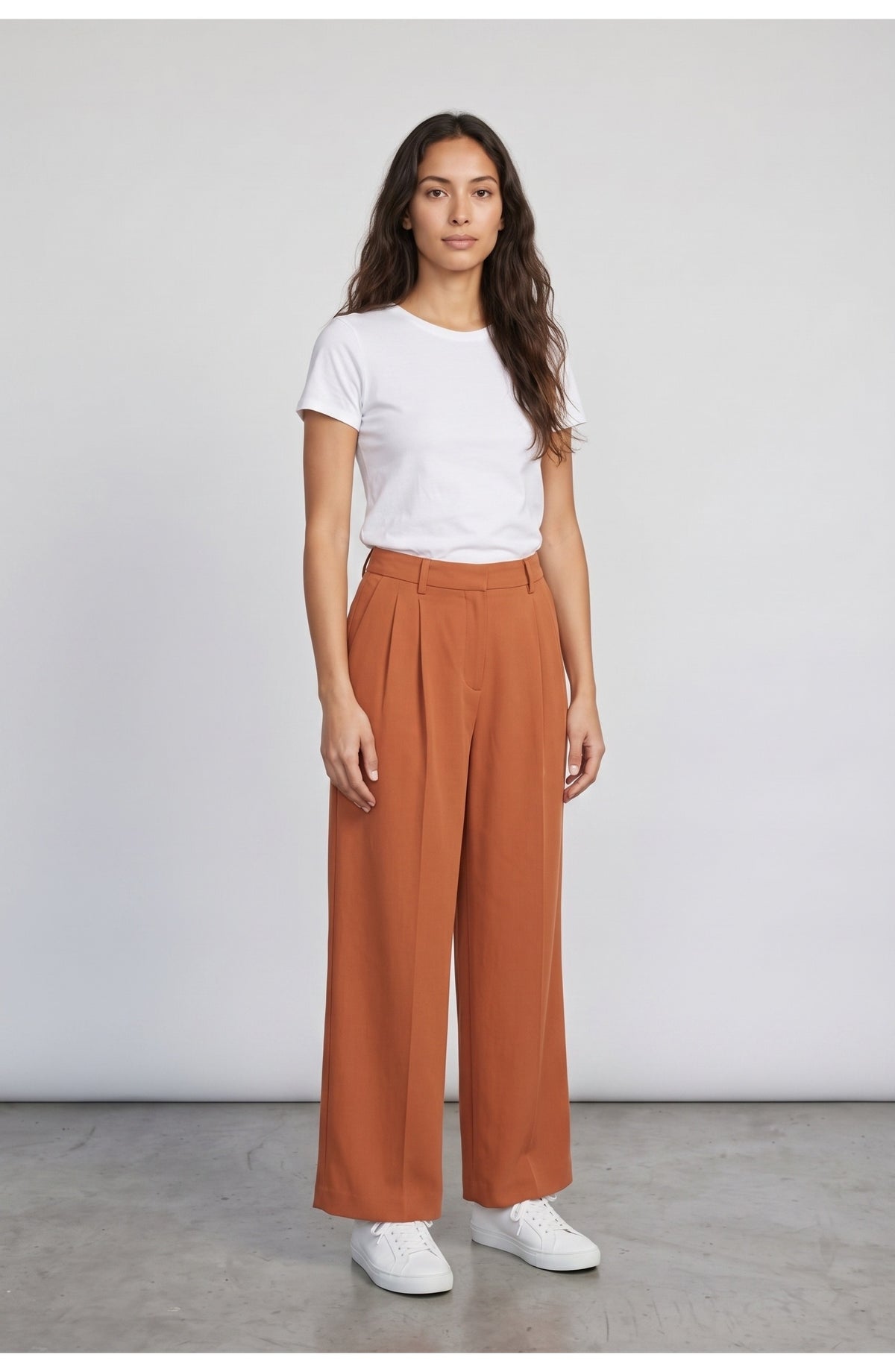 Women's Wide Leg Pants in Terracotta, front view
