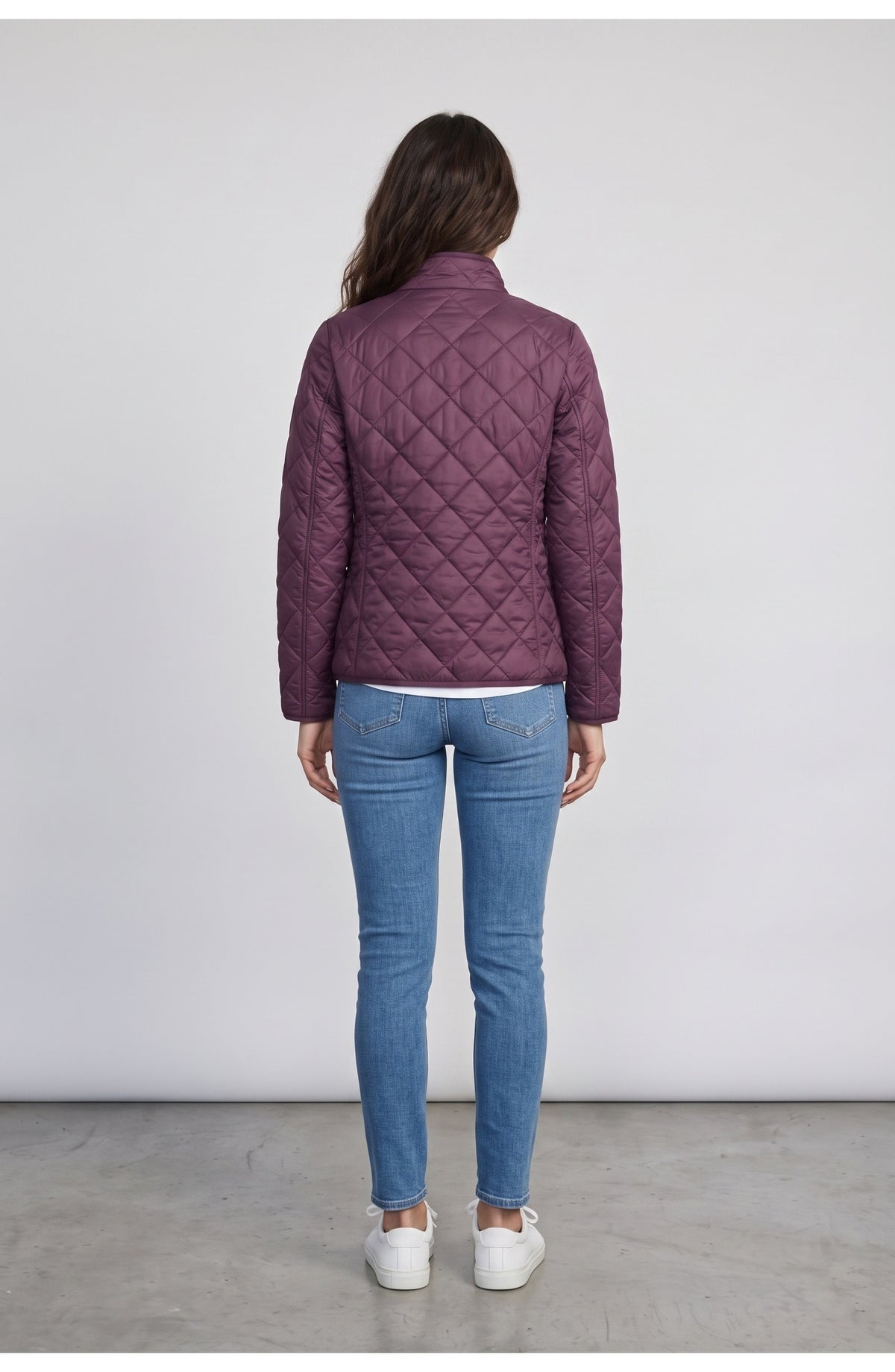 Women's Quilted Jacket, back view (shown in Plum)