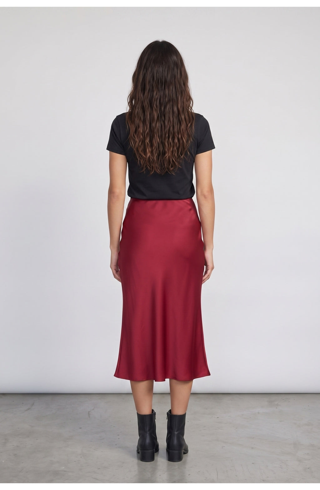 Women's Slip Skirt, back view (shown in Ruby Red)