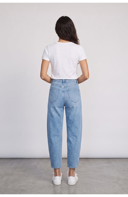 Women's Barrel Leg Jeans, back view (shown in Light Blue)