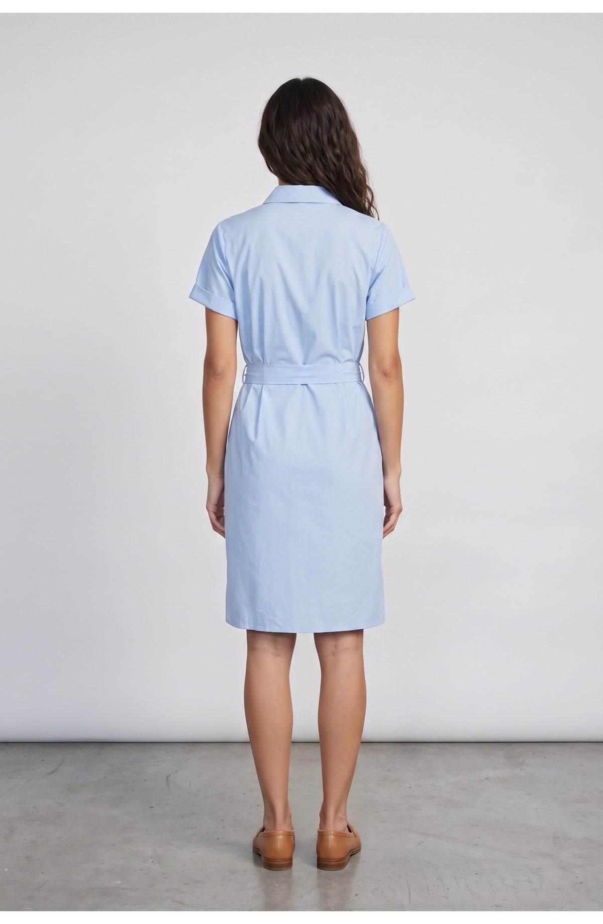 Women's Shirt Dress, back view (shown in Sky Blue)